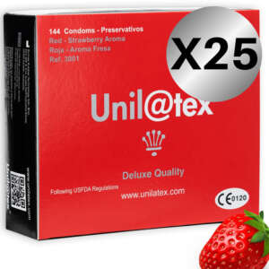 UNILATEX - RED / STRAWBERRY PRESERVATIVES PACK 25 X 144 UNITS