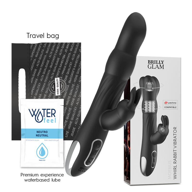 BRILLY GLAM- MOEBIUS RABBIT VIBRATOR ROTATOR COMPATIBLE WITH WATCHME WIRELESS TECHNOLOGY