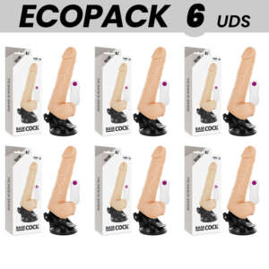 ECOPACK 6 UNITS - BASECOCK REALISTIC VIBRATOR REMOTE CONTROL NATURAL WITH TESTICLES 19.5 CM -O- 4 CM