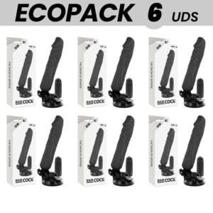 ECOPACK 6 UNITS - BASECOCK REALISTIC VIBRATOR REMOTE CONTROL BLACK 20 CM -O- 4 CM