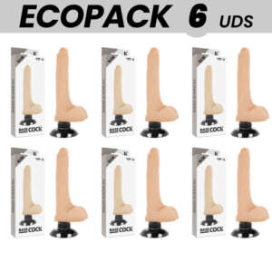 ECOPACK 6 UNITS - BASECOCK REALISTIC VIBRATOR 2-1 FLESH 18.5 CM -O- 4 CM