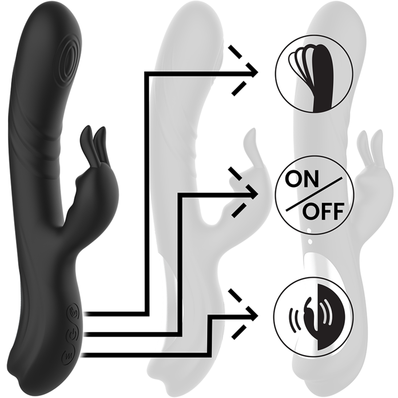 BLACKSILVER - JAMIE RECHARGEABLE SILICONE RABBIT STIMULATOR BLACK - Image 5