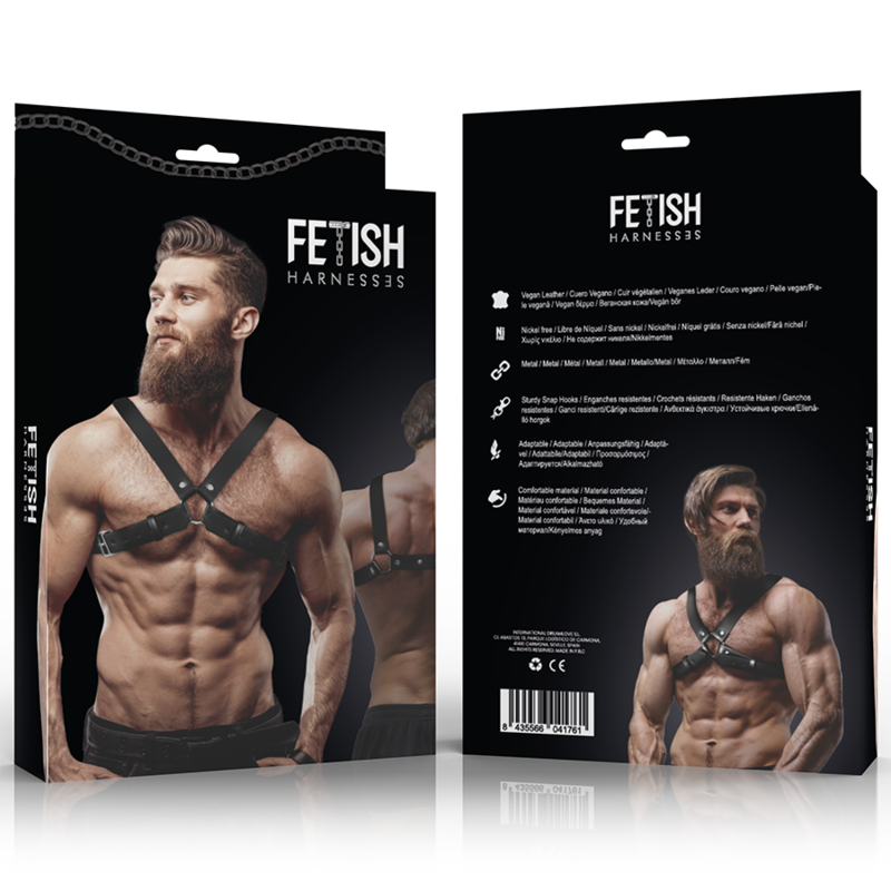FETISH SUBMISSIVE ATTITUDE - MENS ADJUSTABLE ECO-LEATHER CROSS CHEST BULLDOG HARNESS - Image 2