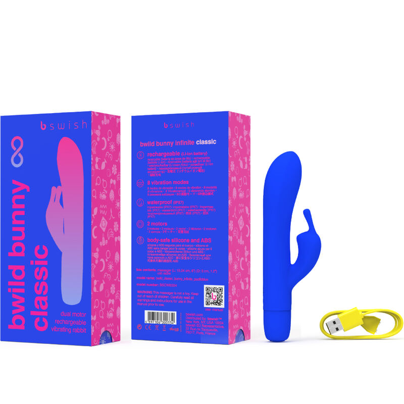 B SWISH - BWILD BUNNY INFINITE CLASSIC RECHARGEABLE VIBRATOR BLUE SILICONE - Image 3