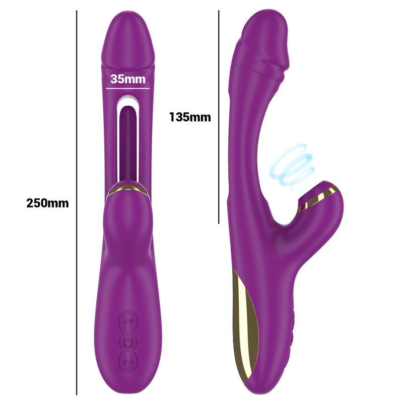 INTENSE - ATENEO RECHARGEABLE MULTIFUNCTION VIBRATOR 7 VIBRATIONS WITH OSCILLATING TONGUE AND PURPLE SUCTION - Image 4
