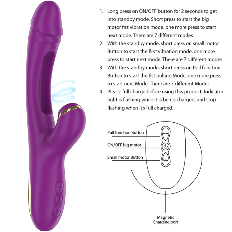 INTENSE - ATENEO RECHARGEABLE MULTIFUNCTION VIBRATOR 7 VIBRATIONS WITH OSCILLATING TONGUE AND PURPLE SUCTION - Image 5