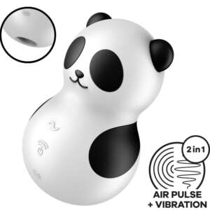SATISFYER - POCKET PANDA STIMULATOR VIBRATOR BLACK AND WHITE