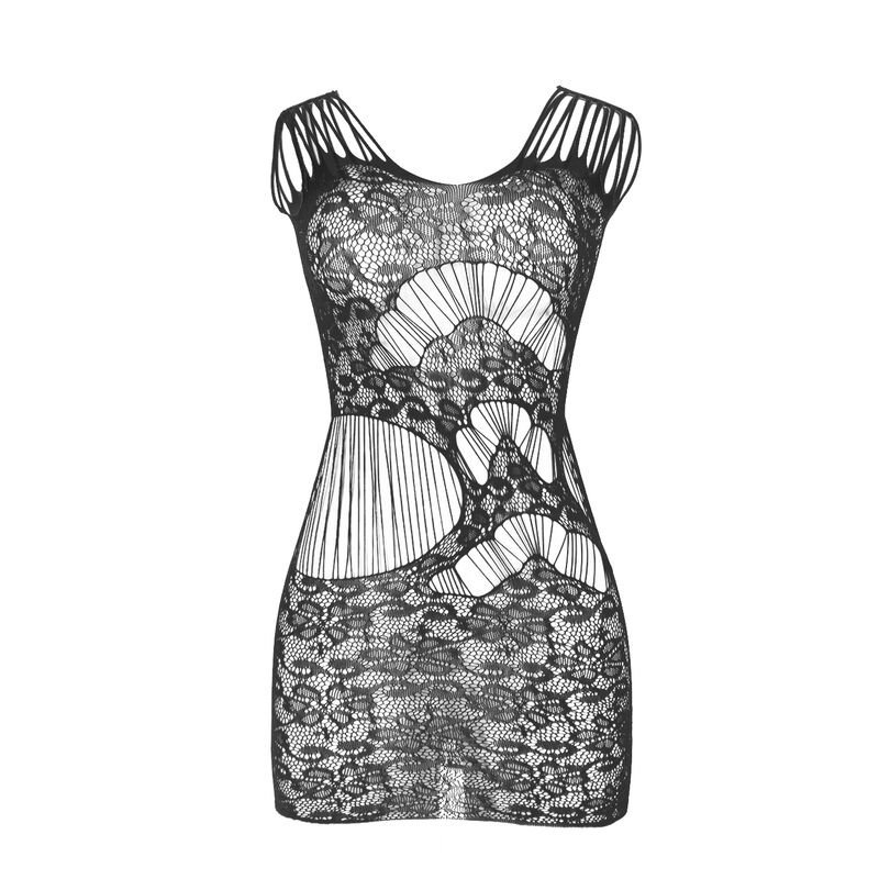 SUBBLIME - 951771 LONG DRESS WITH OPEN BACK WITH FISHNET BLACK ONE SIZE - Image 3