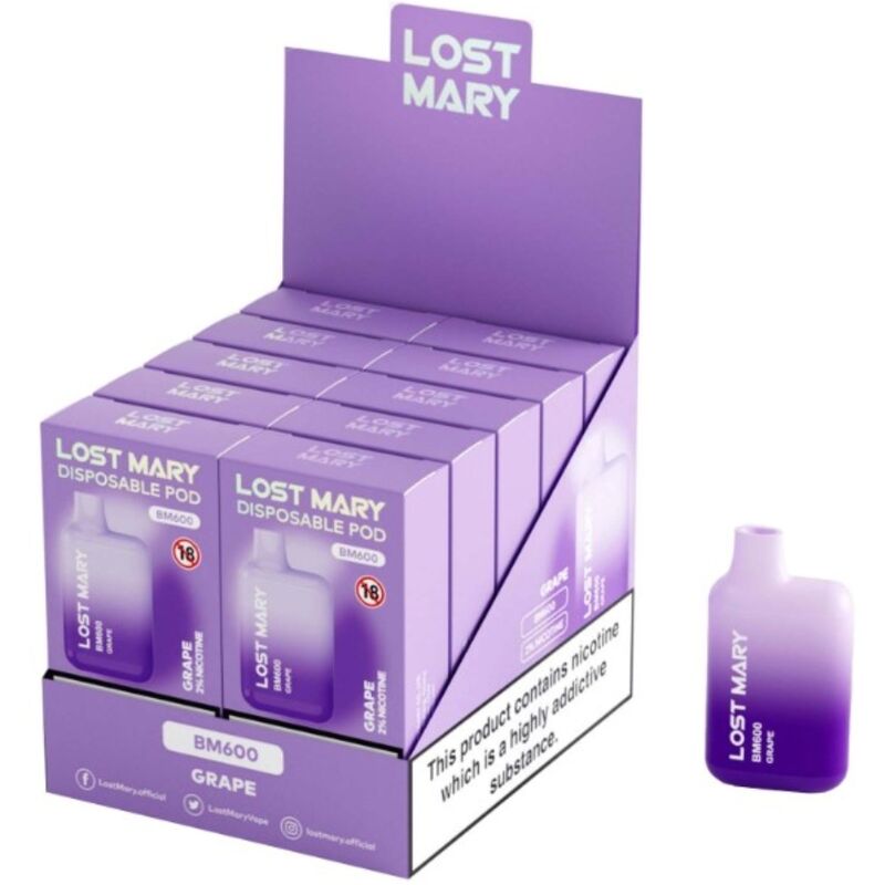 LOST MARY - BM600 NICOTINE VAPER 2% DISPOSABLE GRAPE - Image 2