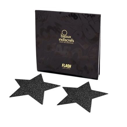 BIJOUX - INDISCRETS FLASH BLACK STAR NIPPLE CAPS - Image 2
