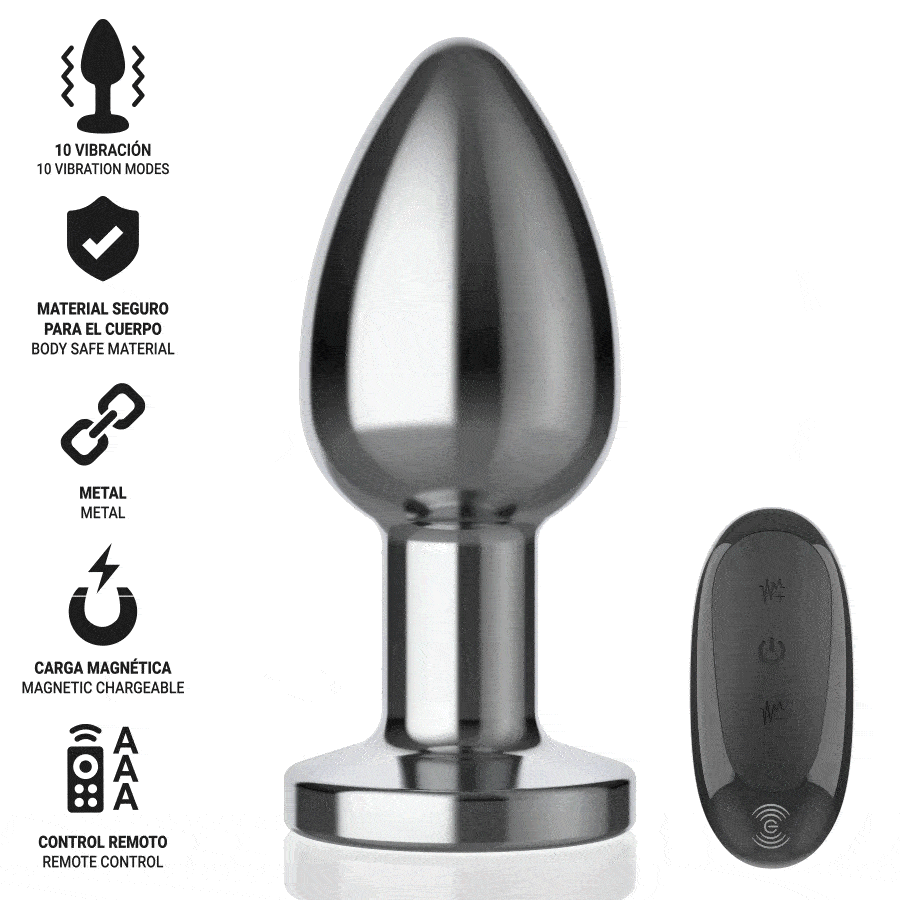 INTENSE - ANAL PLUG 10 VIBRATIONS METAL WITH REMOTE CONTROL L - Image 2