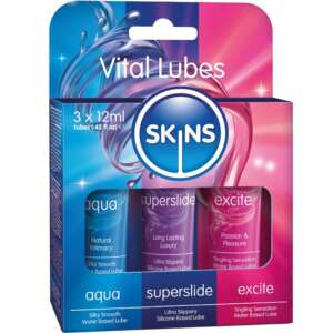 SKINS - VITAL LUBES KIT AQUA, SUPERSLIDE  EXCITE LUBRICANTS 3 x 12 ML