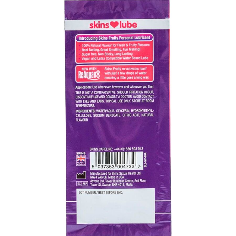 SKINS - FRUITY WATER-BASED LUBRICANT MANGO PASSION FRUIT SINGLE-DOSE 5 ML - Image 2