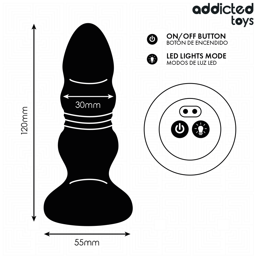 ADDICTED TOYS - ROTATING VIBRATING ANAL PLUG, LED LIGHT REMOTE CONTROL - Image 5