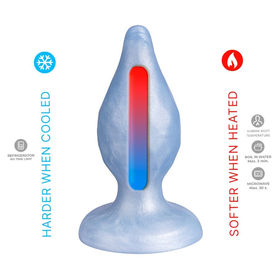 SILEXD - DIAMOND ANAL PLUG FANTASY LIQUID SILICONE THERMOREACTIVE PEARL BLUE 9.2 CM - Image 5