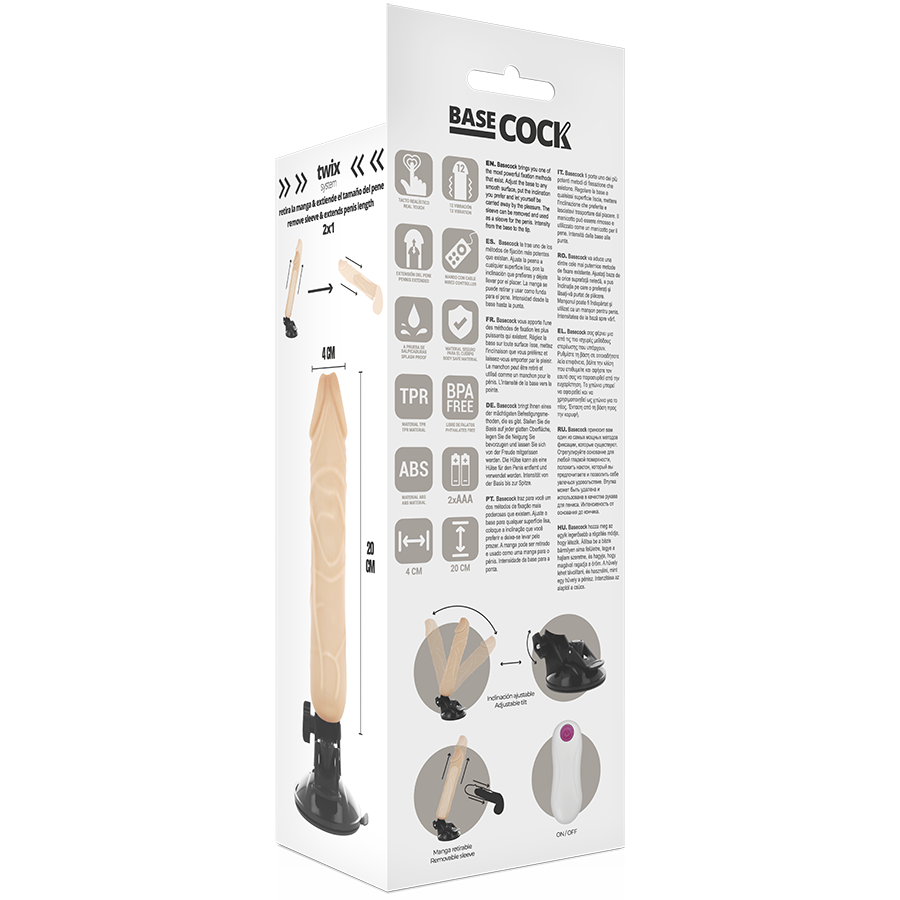 BASECOCK - VIBRADOR REALÍSTICO CONTROL REMOTO NATURAL 20 CM -O- 4 CM - Image 5