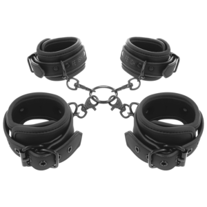 FETISH SUBMISSIVE - SET OF HAND AND ANKLE HANDCUFFS WITH NOPRENE LINING